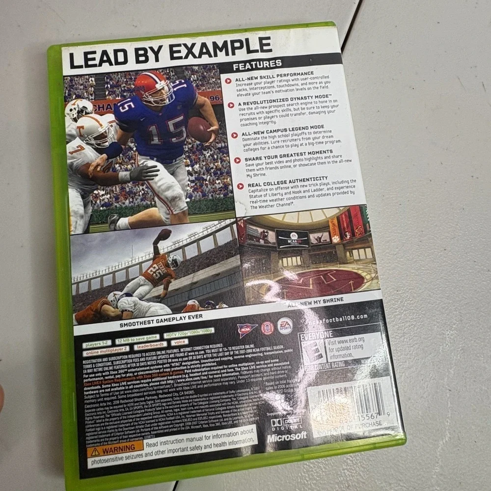Xbox 360 NCAA Football 08 EA Sports Video Game Disc